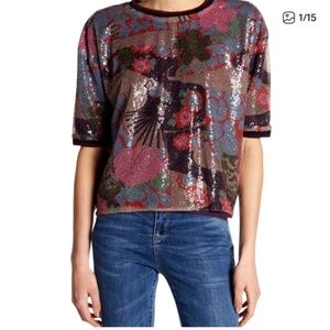 Nanette Lepore Multicolor Sequined Top